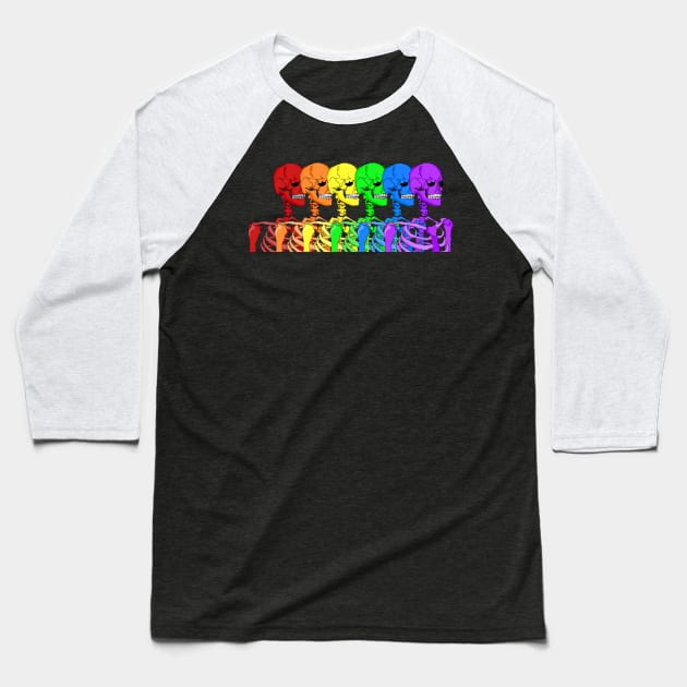 Gay Skeleton Rainbow Baseball T-Shirt by KangarooZach41